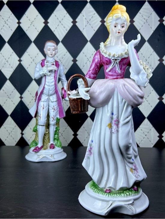 Large Victorian Lady 14” Porcelain Figurine Rococo Style 14 Inch Statue Vintage - Picture 4 of 17